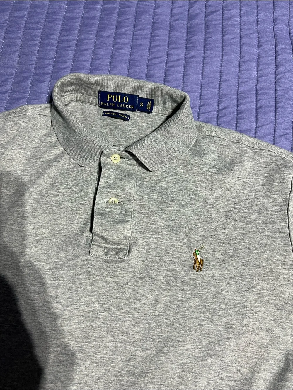 Ralph Lauren Kids Heather Gray Polo with Embroidered Pony